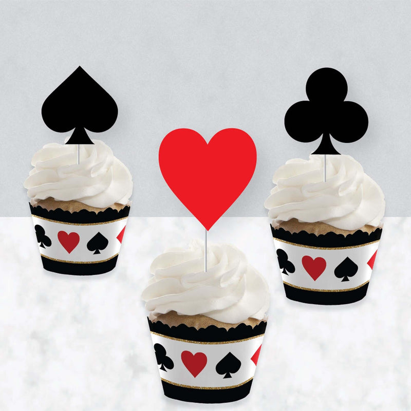 Las Vegas - Cupcake Decorations - Casino Party Cupcake Wrappers and Treat Picks Kit - Set of 24
