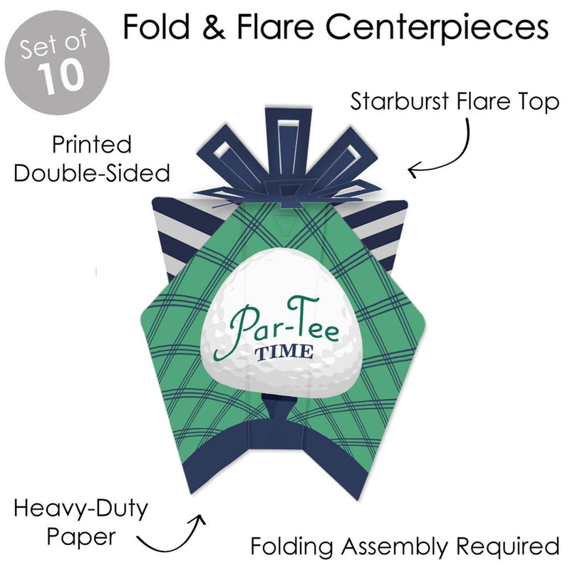 Par-Tee Time - Golf - Table Decorations - Birthday or Retirement Party Fold and Flare Centerpieces - 10 Count