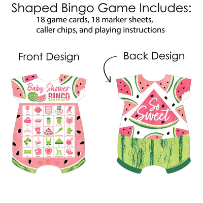 Sweet Watermelon - Picture Bingo Cards and Markers - Fruit Party Baby Shower Shaped Bingo Game - Set of 18