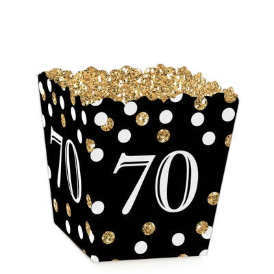Adult 70th Birthday - Gold - Party Mini Favor Boxes - Birthday Party Treat Candy Boxes - Set of 12
