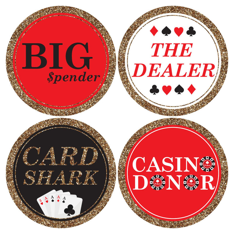 Las Vegas - Casino Party Funny Name Tags - Party Badges Sticker Set of 12