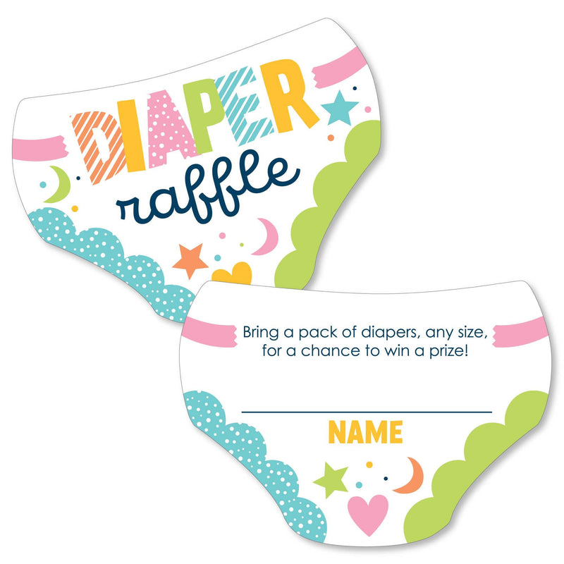 Colorful Baby Shower - Diaper Shaped Raffle Ticket Inserts - Gender Neutral Baby Shower Activities - Diaper Raffle Game - Set of 24