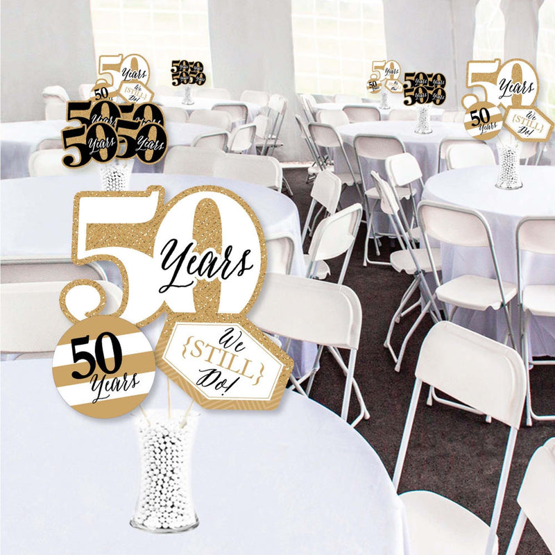 We Still Do - 50th Wedding Anniversary - Anniversary Party Centerpiece Sticks - Showstopper Table Toppers - 35 Pieces
