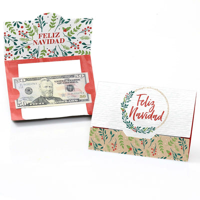 Feliz Navidad - Holiday and Spanish Christmas Party Money And Gift Card Holders - Set of 8