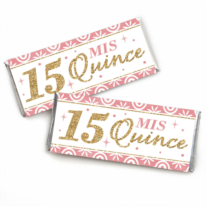 Mis Quince Anos - Candy Bar Wrapper Quinceanera Sweet 15 Birthday Party Favors - Set of 24