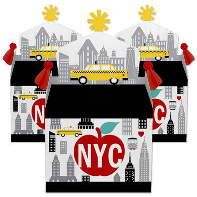 NYC Cityscape - Treat Box Party Favors - New York City Party Goodie Gable Boxes - Set of 12