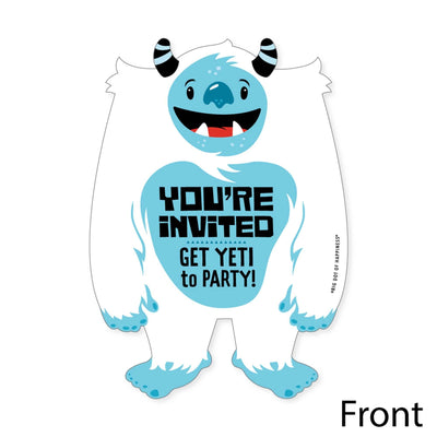 Yeti to Party - Shaped Fill-In Invitations - Abominable Snowman Party or Birthday Party Invitation Cards with Envelopes - Set of 12