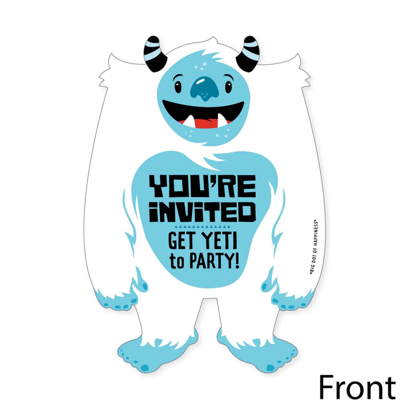 Yeti to Party - Shaped Fill-In Invitations - Abominable Snowman Party or Birthday Party Invitation Cards with Envelopes - Set of 12
