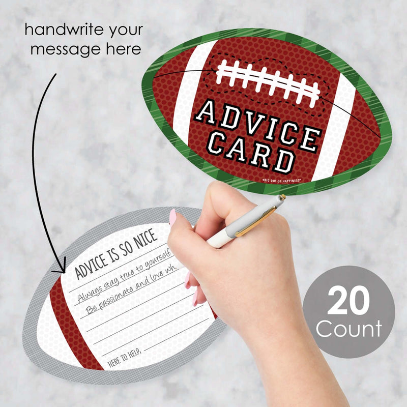 End Zone - Football - Wish Card Baby Shower Activities - Shaped Advice Cards Game - Set of 20