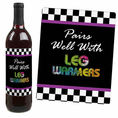 80's Retro - Totally 1980s Party Decorations for Women and Men - Wine Bottle Label Stickers - Set of 4