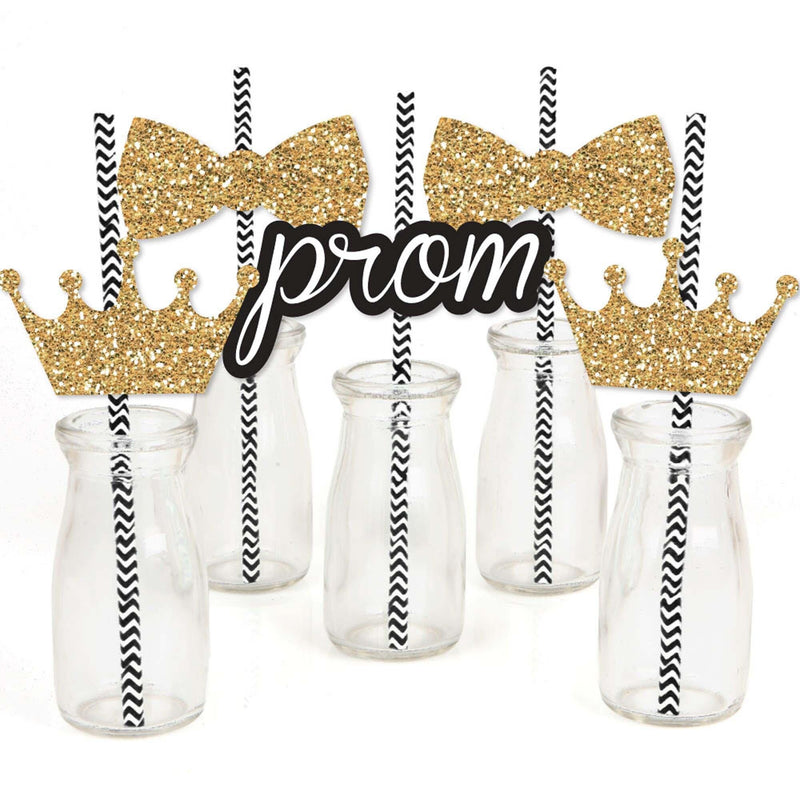 Prom - Paper Straw Decor - Prom Night Party Striped Decorative Straws - Set of 24