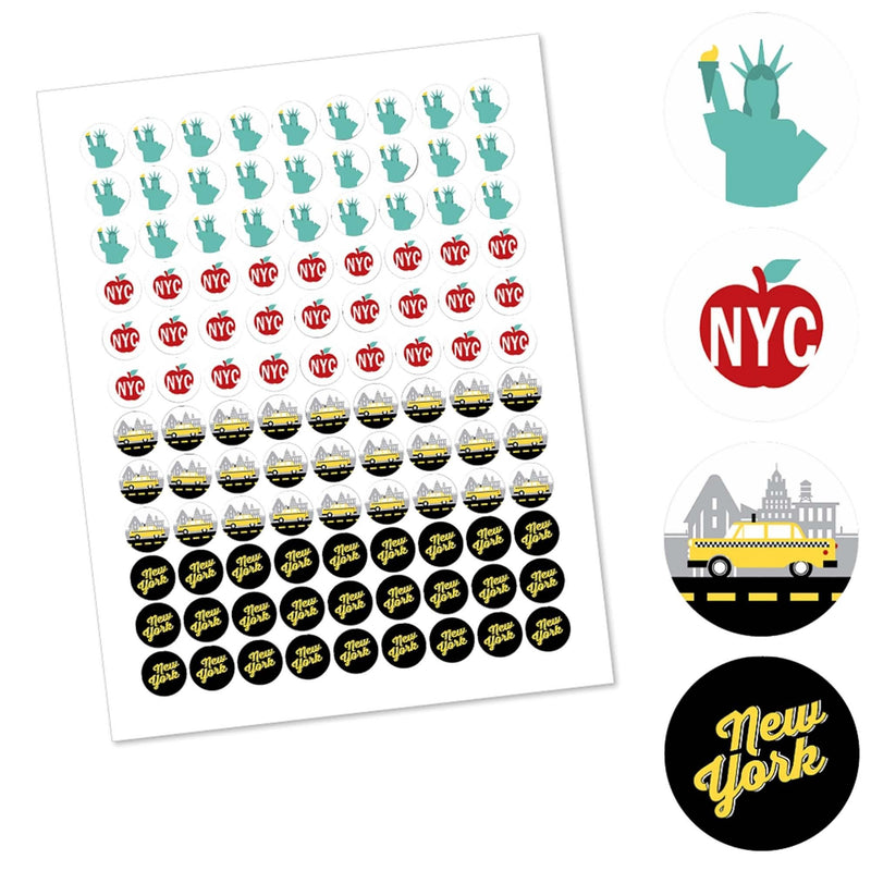 NYC Cityscape - New York City Party Round Candy Sticker Favors - Labels Fit Hershey&