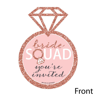 Bride Squad - Shaped Fill-In Invitations - Rose Gold Bridal Shower or Bachelorette Party Invitation Cards with Envelopes - Set of 12