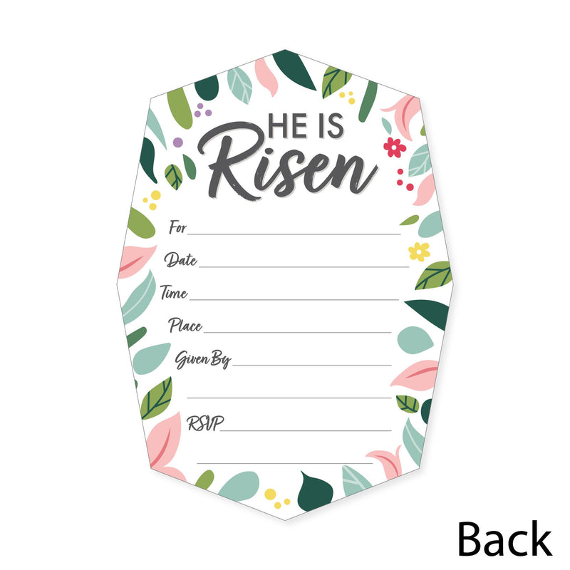 Religious Easter - Shaped Fill-In Invitations - Christian Holiday Party Invitation Cards with Envelopes - Set of 12