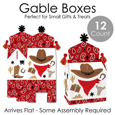 Western Hoedown - Treat Box Party Favors - Wild West Cowboy Party Goodie Gable Boxes - Set of 12