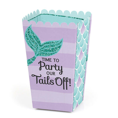 Let's Be Mermaids - Baby Shower or Birthday Party Favor Popcorn Treat Boxes - Set of 12