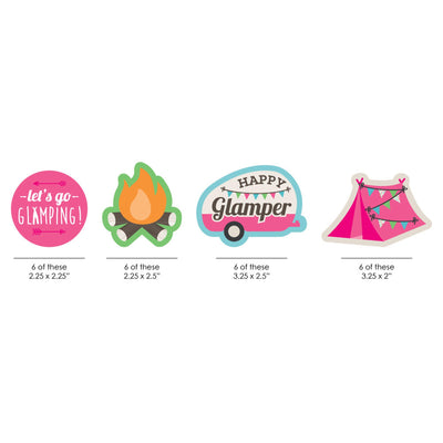 Let's Go Glamping - DIY Shaped Camp Glamp Party or Birthday Party Cut-Outs - 24 ct