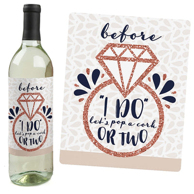 Vino Before Vows - Winery Bridal Shower or Bachelorette Party Decorations for Women - Wine Bottle Label Stickers - Set of 4
