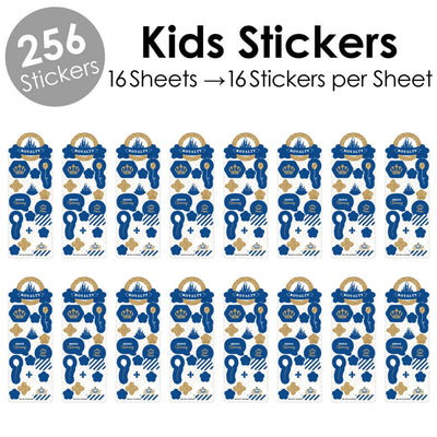 Royal Prince Charming - Birthday Party Favor Kids Stickers - 16 Sheets - 256 Stickers