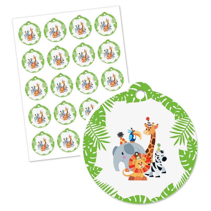 Jungle Party Animals - Safari Zoo Animal Birthday Party or Baby Shower Favor Gift Tags (Set of 20)