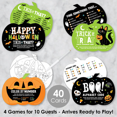 Jack-O'-Lantern Halloween - 4 Kids Halloween Party Games - 10 Cards Each - Gamerific Bundle