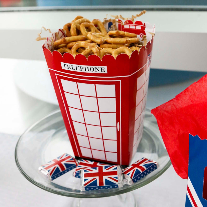 Cheerio, London - British UK Party Favor Popcorn Treat Boxes - Set of 12