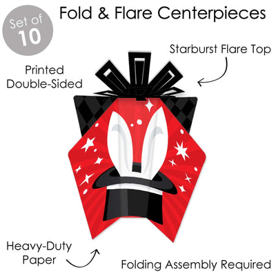 Ta-Da, Magic Show - Table Decorations - Magical Birthday Party Fold and Flare Centerpieces - 10 Count