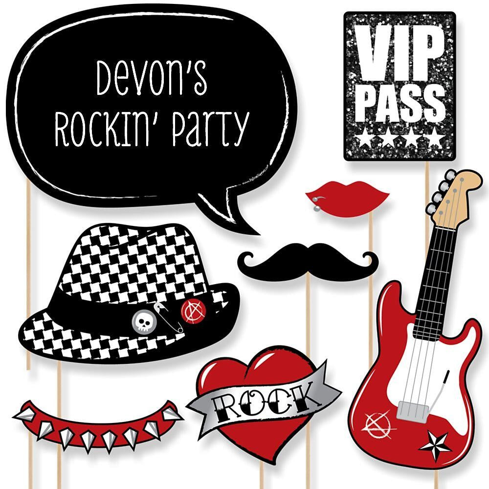 Rockstar Digital Photo Booth Party Props Instant Download 