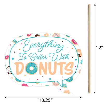 Funny Donut Worry, Let's Party - 10 Piece Doughnut Party Photo Booth Props Kit
