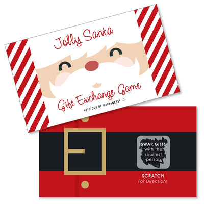 Jolly Santa Claus - Christmas Party White Elephant Gift Exchange Game Scratch Off Cards - 22 Count