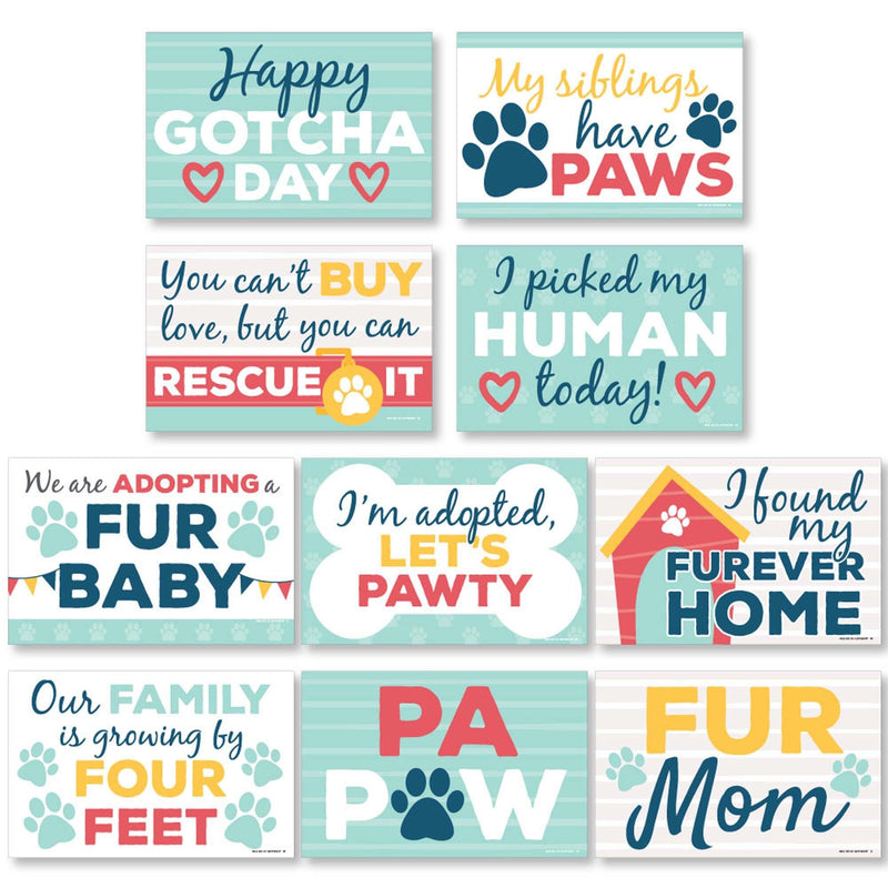 Furever Home - Photo Prop Signs - Dog and Cat Pet Adoption Announcements - 10 Pieces