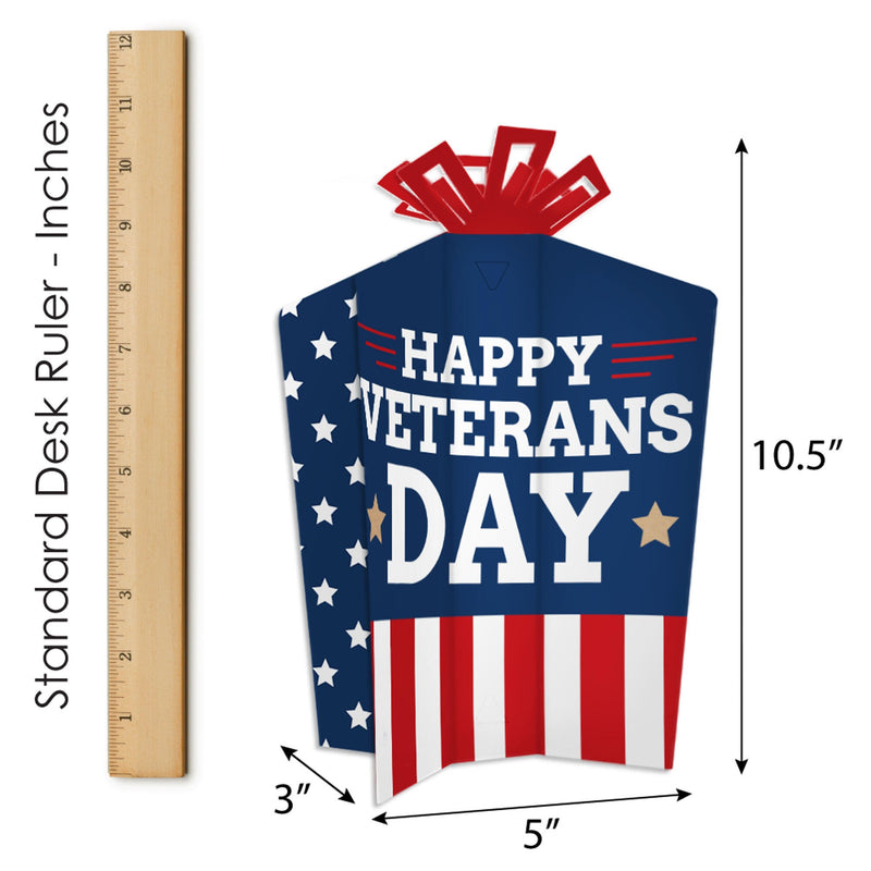 Happy Veterans Day - Table Decorations - Patriotic Fold and Flare Centerpieces - 10 Count