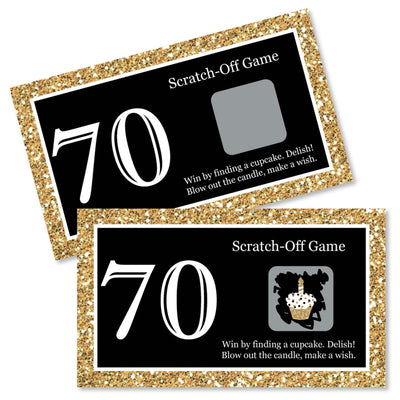 Adult 70th Birthday - Gold - Birthday Party Game Scratch Off Cards - 22 ct