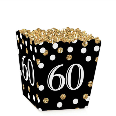 Adult 60th Birthday - Gold - Party Mini Favor Boxes - Birthday Party Treat Candy Boxes - Set of 12