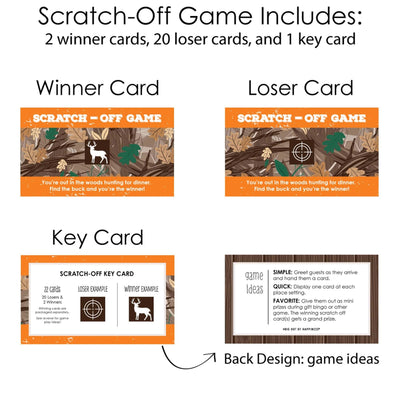 Gone Hunting - Deer Hunting Camo Party Game Scratch Off Cards - 22 ct