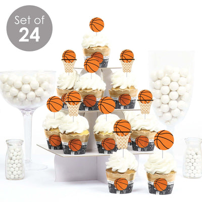 Nothin' But Net - Basketball - Cupcake Decorations - Baby Shower or Birthday Party Cupcake Wrappers and Treat Picks Kit - Set of 24