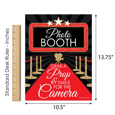 Red Carpet Hollywood Photo Booth Sign - Movie Night Party Decorations - Printed on Sturdy Plastic Material - 10.5 x 13.75 inches - Sign with Stand - 1 Piece