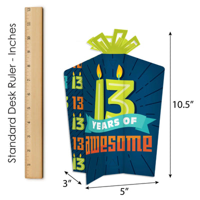 Boy 13th Birthday - Table Decorations - Official Teenager Birthday Party Fold and Flare Centerpieces - 10 Count