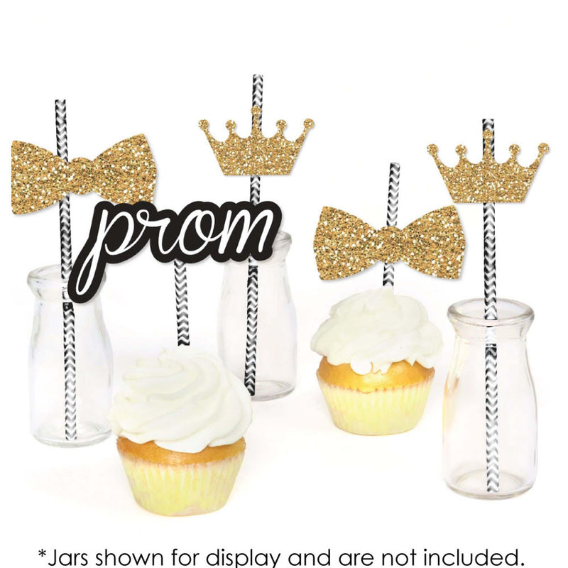 Prom - Paper Straw Decor - Prom Night Party Striped Decorative Straws - Set of 24
