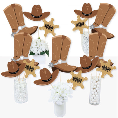 Western Hoedown - Wild West Cowboy Party Centerpiece Sticks - Table Toppers - Set of 15