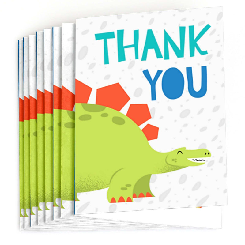 Roar Dinosaur - Dino Mite T-Rex Baby Shower or Birthday Party Thank You Cards - 8 ct