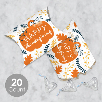 Happy Thanksgiving - Favor Gift Boxes - Fall Harvest Party Petite Pillow Boxes - Set of 20