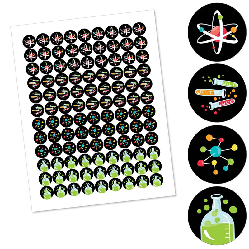 Scientist Lab - Mad Science Baby Shower or Birthday Party Round Candy Sticker Favors - Labels Fit Hershey&
