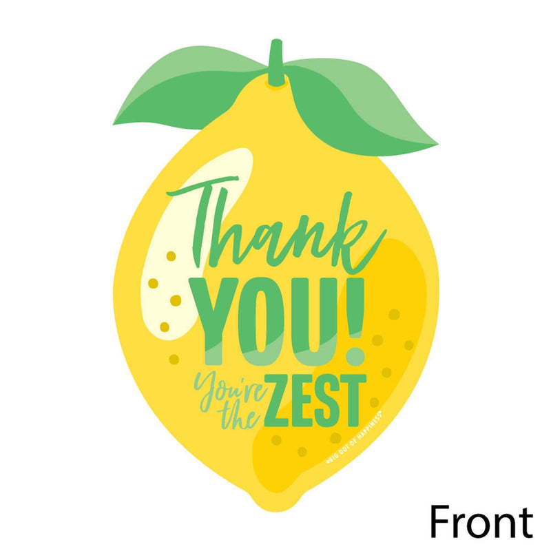 So Fresh - Lemon - Shaped Thank You Cards - Citrus Lemonade Party Thank You Note Cards with Envelopes - Set of 12