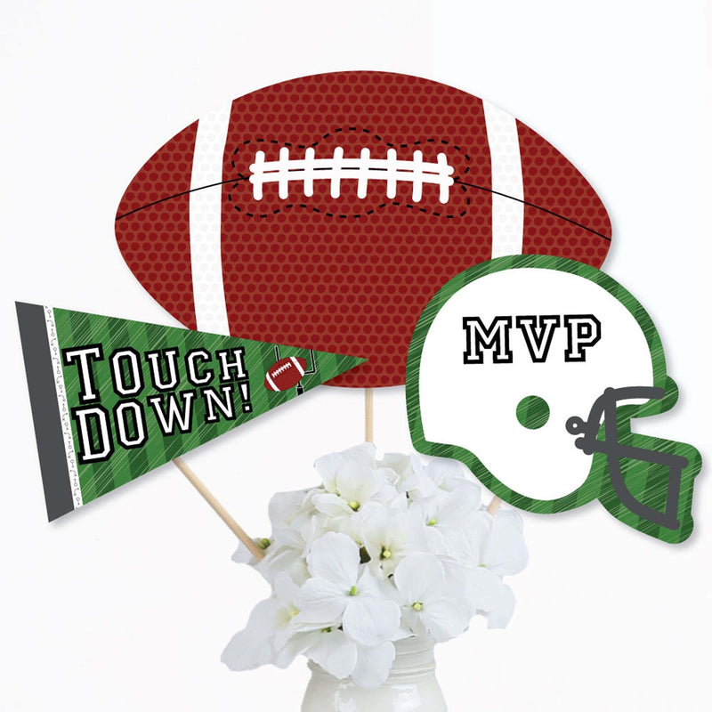 End Zone - Football - Baby Shower or Birthday Party Centerpiece Sticks - Table Toppers - Set of 15