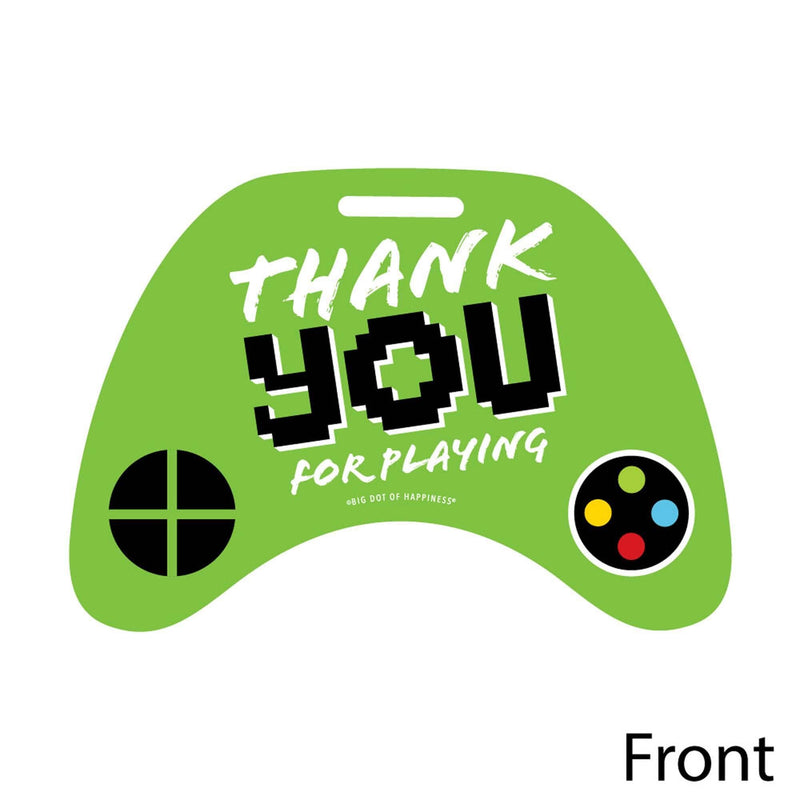 Game Zone - Shaped Thank You Cards - Pixel Video Game Party or Birthday Party Thank You Note Cards with Envelopes - Set of 12