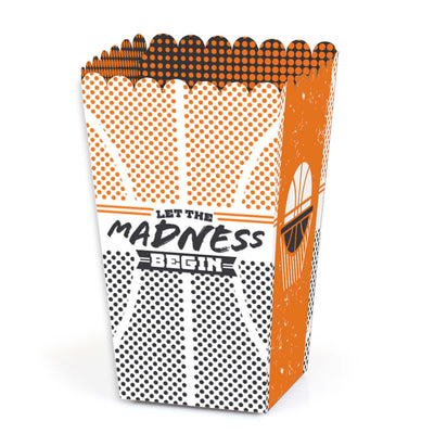 Basketball - Let The Madness Begin - College Basketball Party Favor Popcorn Treat Boxes - Set of 12