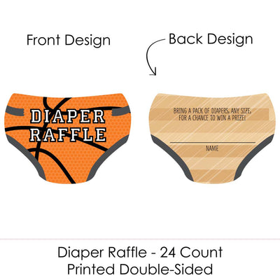 Nothin' But Net - Basketball - Diaper Shaped Raffle Ticket Inserts - Baby Shower Activities - Diaper Raffle Game - Set of 24