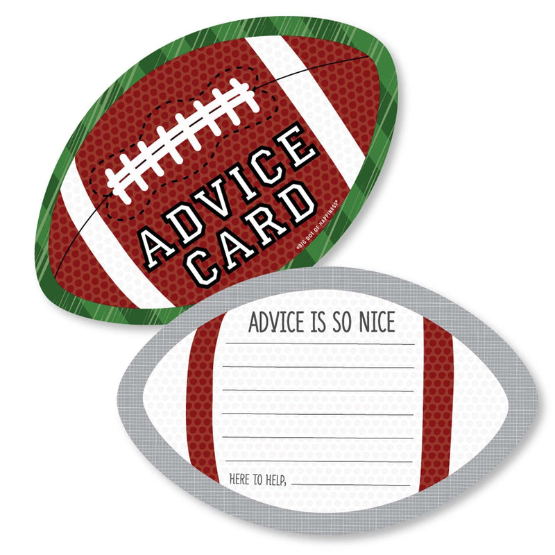 End Zone - Football - Wish Card Baby Shower Activities - Shaped Advice Cards Game - Set of 20
