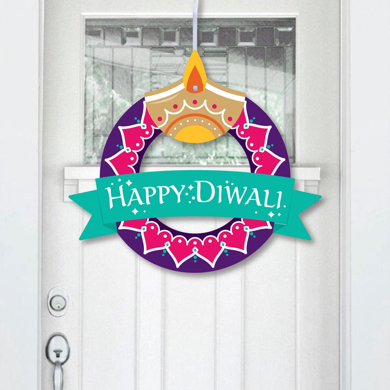 Happy Diwali - Outdoor Festival of Lights Party Decor - Front Door Wreath